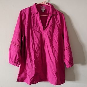 🌟 Chico's Pink Balloon Eyelet Embroidered Sleeveleeve Size Large